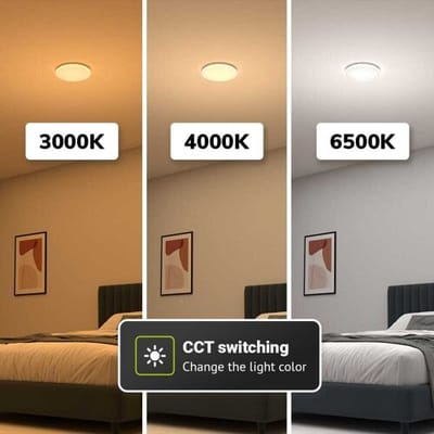 HOFTRONIC - LED plafondlamp rond 26cm - CCT Lichtkleur instelbaar (3000K, 4000K & 6500K) - 12W 1200 Lumen - Geschikt voor middelgrote ruimtes - IP20 voor binnen