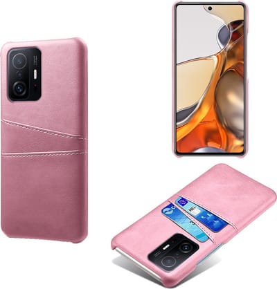 Backcover met Opbergvakjes + PMMA Screenprotector voor Xiaomi Mi 11T / Mi 11T Pro _ Roze Goud