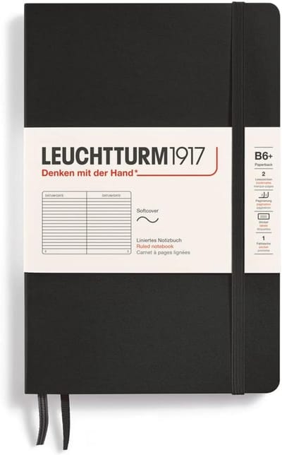 Thijox - Notitieboek B6+ Softcover Gelinieerd Zwart - Compact en Flexibel voor Notities, Aantekeningen, Dagboek, School en Werk