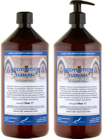 Bodylotion Hamam 1 Liter - met gratis pomp - set van 2 stuks