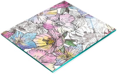 Decoratieve serveerplank van glas met aquarel bloemenmotief, 60x52 cm