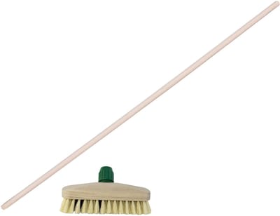 Betra Luiwagen/schrobber Schrobmaster van 23 cm - houten steel 120 cm - schrobborstel - schoonmaakborstel - harde ondergronden