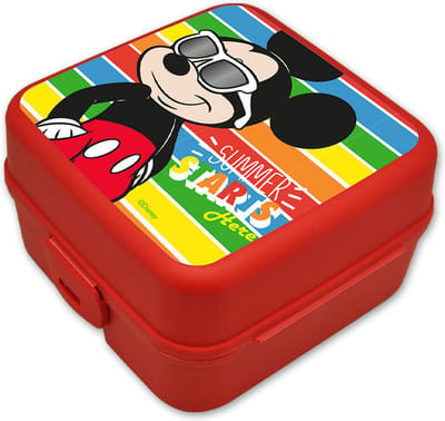 Disney Mickey Mouse broodtrommel/lunchbox voor kinderen - rood - kunststof - 14 x 8 cm