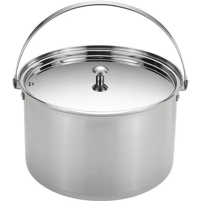 Cuiseur à riz pour Camping randonnée, poignée pliante, Pot à soupe, ustensiles de cuisine portables pour pique-nique en plein air, en acier inoxydable argenté
