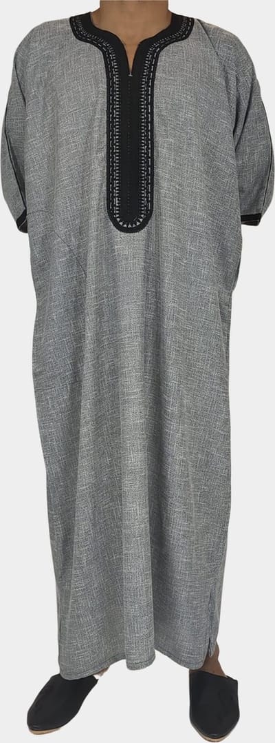 Marokkaanse linnen kandora grijs , heren kaftan , abaya , qamis , Kamis