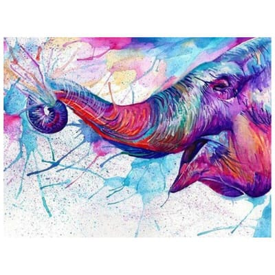 Peinture Diamant 5D DIY Éléphant Pulvérisant de l'Eau Broderie Diamant Point de Croix 20X30CM blue