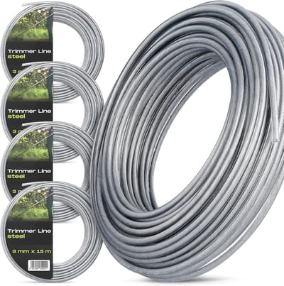 Trimmerdraad Set - Bosmaaier Spoel - Grasranden Snijden - Staal Versterkt Nylon - 4x 3mm 15m - Grijs