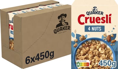 Quaker Cruesli 4 Noten - Ontbijtgranen - 6 x 450 gram