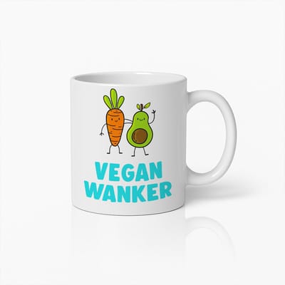 Grappige Vegan Mok 330ml – Vegan Wanker Koffiebeker met Schattige Avocado en Wortel – Humoristisch Cadeau voor Veganisten