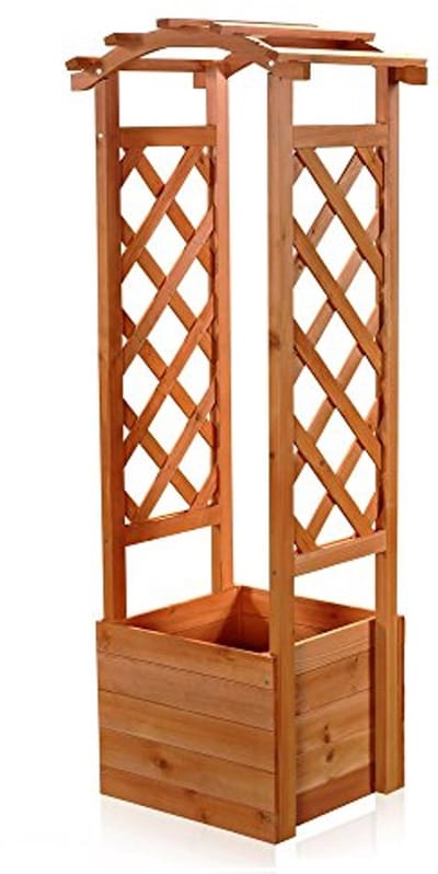 Houten Bloembakken met Rozenboog voor een Landelijke Tuin