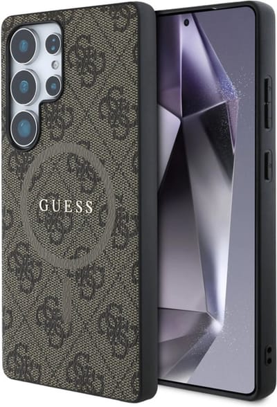 Guess PU Leer 4G Logo geschikt voor Samsung Galaxy S25 Ultra - Geschikt voor MagSafe - Bruin