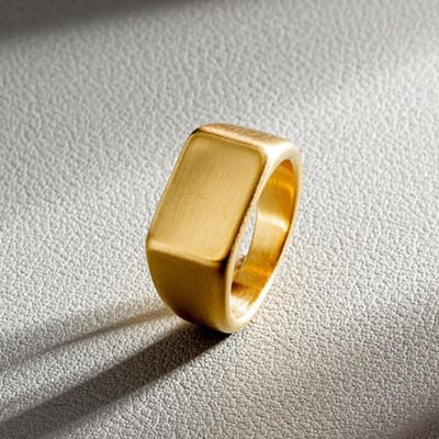 RVS Rechthoekige Zegelring Voor Mannen Vinger Waterdichte Sieraden Accessoires 12 beige