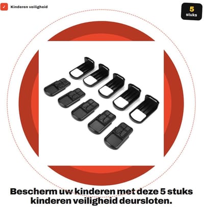 Dailygoods- Veiligheidssloten 5 stuks - Kinderen - Eenvoudig te installeren - Haakse sloten - Beveiliging voor lades/deuren - Compact formaat - Kindersloten