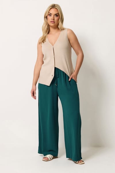 Yours Blauwgroene Gewassen Twill Broek Size Regular > 42