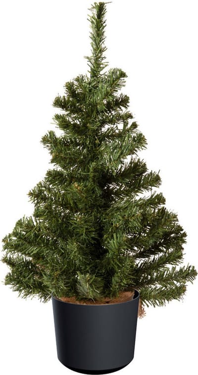 Mini kerstboom groen - in antraciet grijze kunststof pot - 60 cm - kunstboom