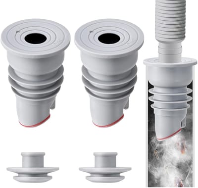 Ynkkvre - wasmachine slangafdichting set - 2-delige - grijze anti-geur afvoerbuis plug - deodorant afdichtingsstop voor keuken en huishouden