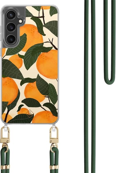 Casimoda® hoesje met koord - Geschikt voor Samsung S24 FE - Orange Garden - Afneembaar koord - TPU/polycarbonaat - Multi
