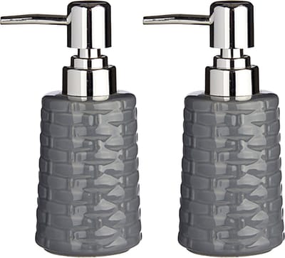 Berilo zeeppompjes/dispensers van keramiek - 2x stuks - grijs - 350 ml