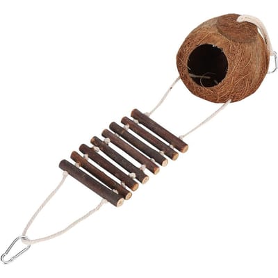 Nid d'oiseau Nid de reproduction pour hamster Échelle d'escalade Cachette naturelle en noix de coco Jouet Maison