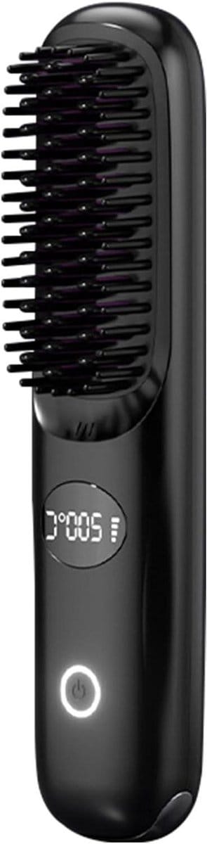 Haar Stijltang Borstel - Elektrische Styler Kam - Haar Stijlen - Draadloos Oplaadbaar - Compact Formaat - Zwart