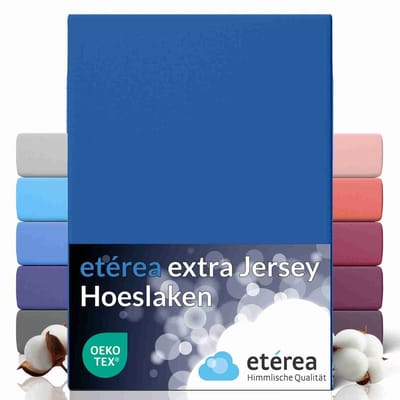etérea Extra Jersey Hoeslaken 140x200 - 160x220 cm - Oekotex - 100% katoen - bis 35 cm - Blauw