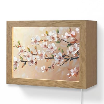 Wandlamp 20x15 cm - Oplaadbaar - Bloesemtakken - Schilderachtig - Roze - Wandlampen binnen woonkamer - Slaapkamer lamp met kabel - Decoratieve nachtlamp - Vloerlamp snoer