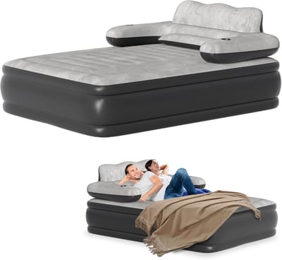 Luchtbed met Pomp - Logeerbed Campingbed - Comfortabel Slapen - Geïntegreerd Hoofdeinde - 195 x 145 x 42 cm