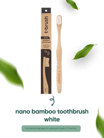 t-brush | Nano Bamboe Tandenborstel – Wit - Zacht voor gevoelige tandvlees – Vegan