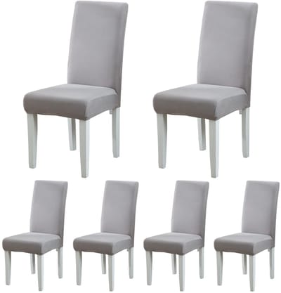 Stoelhoes Eetstoelhoezen,Stoelhoezen Voor Eetkamerstoelen 4/6 Stuks, Stretch Eetkamerstoelhoezen Voor Hotel, Restaurant, Bruiloft, Eetkamer(Licht Grijs,6 Stuks)