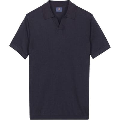 Baileys Polo Knitted Short Sleeve No-Button Collar Navy / male