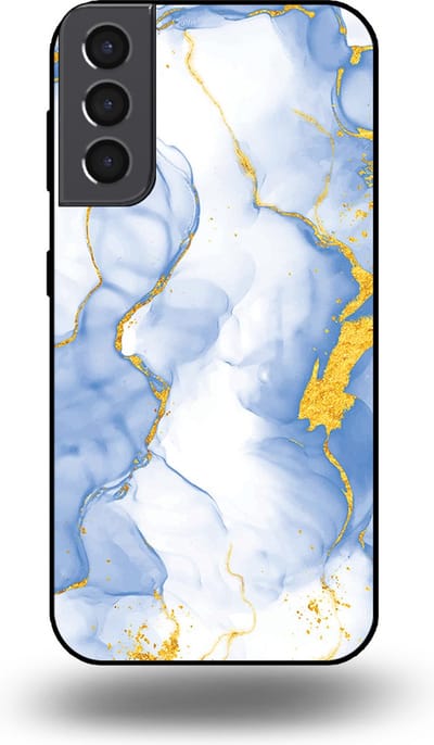 Smartphonica Telefoonhoesje Geschikt voor Samsung Galaxy S21 Plus met Lichtblauw Goud Marmer Opdruk - TPU Backcover Case Lightblue Gold Marble Design geschikt voor Samsung Galaxy S21 Plus