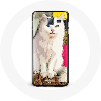 Coque - Van Chat - Samsung Galaxy J3 2016 - Souple - Blanc - Protection blanc