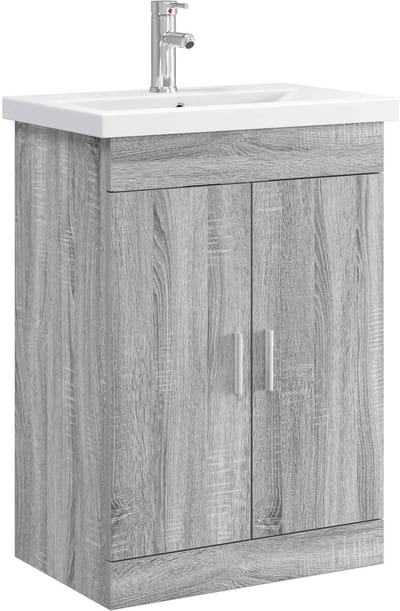 vidaXL - Badkamermeubel - Set - Grijs - Sonoma - 61 - x - 40 - x - 84,5 - cm - Bewerkt - hout