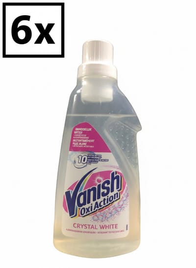 Vanish Oxi Action Crystal White Gel – Vlekverwijderaar Gel – Stralend Witte Was – Krachtige Oxi-Reiniging – 6 × 750 ml