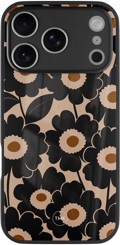 Hoesje geschikt voor Apple iPhone 17 Pro Max - Bloom luxe - Oranje - TPU luxe case (glossy toplaag) - Print - Hardcase backcover zwart