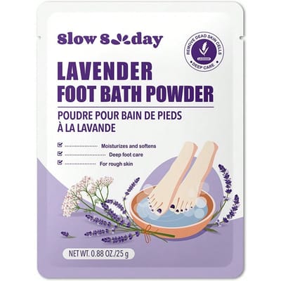 Slow Sunday Lavendel Voetbadpoeder, Lavendel, Hydraterende, Vochtinbrengende, Revitaliserende en Exfoliërende Voetverzorging, Een Goede Keuze voor Bruiloft, Vakantie, Strand, Reisbenodigdheden, Paascadeaus, Geschikt voor Voetverzorging in de Zomer