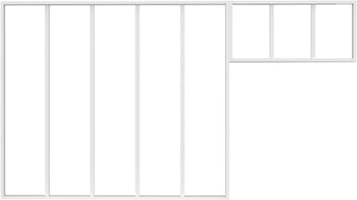 Vente-unique Atelierraam met bovenlicht van thermisch gelakt aluminium - B150 x H130 + B83 x H40 cm - Wit - BAYVIEW