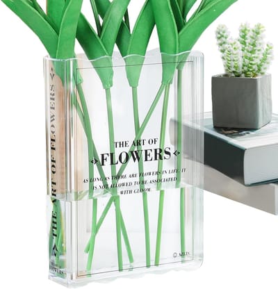 Boekenvaas Transparant - Vaas Boekvorm - Bloemen Presenteren - Uniek Boek Ontwerp - 24x17x6 cm - Helder