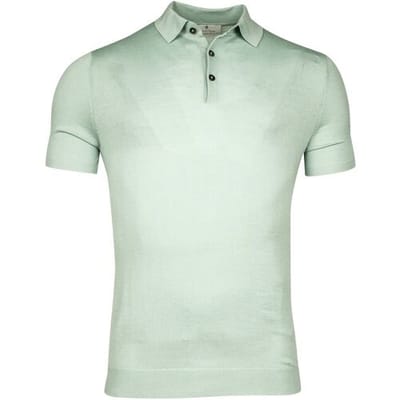 Thomas Maine Polo Uni Color Fine Merino Single Knit Soft Mint / male