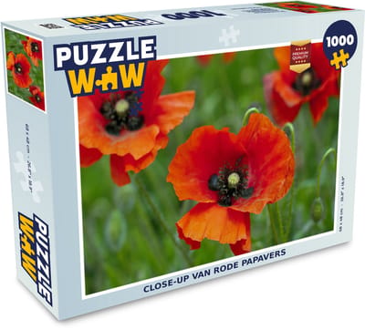 Puzzel Close-up van rode papavers - Legpuzzel - Puzzel 1000 stukjes volwassenen