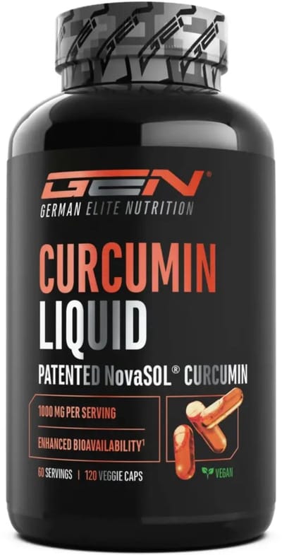 German Elite Nutrition - Curcumine Vloeistof NovaSOL® – 120 capsules – 1000 mg per dagelijkse dosis – Hoge biologische beschikbaarheid – Gepatenteerde NovaSOL® technologie