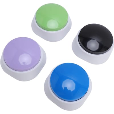4 Pièces Buzzer d'Entraînement pour Animaux Enregistrement Vocal Chien Chat Communiquant Enregistrement 30 Secondes Lecture Noir Bleu gray