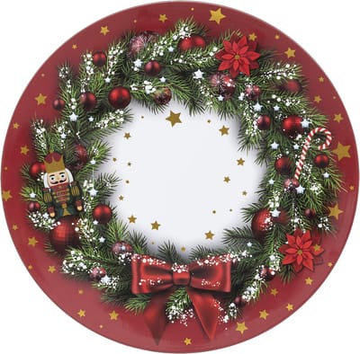 Feeric Christmas kerst onderbord/kaarsenbord - D33 cm - kunststof - kerstkrans print