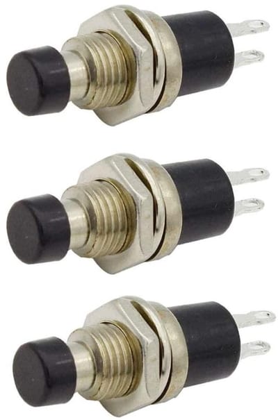 Mini Drukknop Schakelaar - Momentary Schakelaar Reset - Elektronica Projecten - Paneelmontage Ontwerp - 7mm Gat Diameter - Zwart