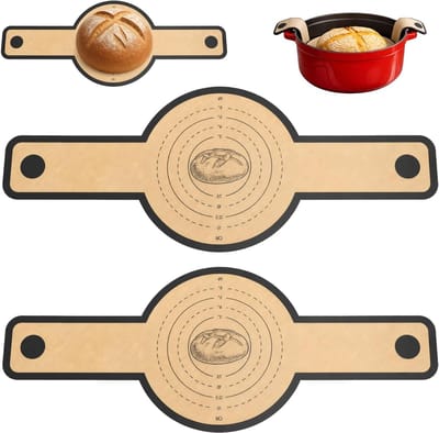 Herbruikbare Siliconen Bakmat voor Brood en Gebak, Set van 2 (56 x 21 cm, 0.4 mm) met Lange Handvatten, Makkelijk Schoon te Maken en Ideaal voor Dutch Oven Baking