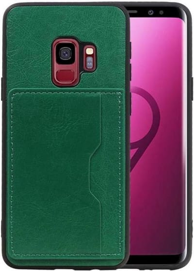Groen Staand Back Cover 1 Pasje Hoesje voor Samsung Galaxy S9