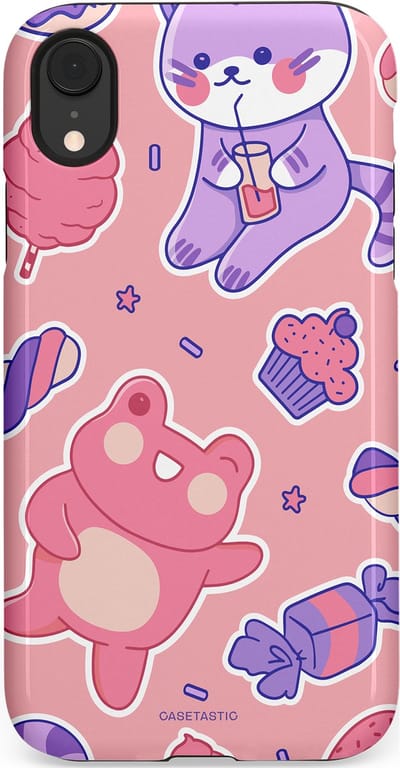 Casetastic hoesje geschikt voor Apple iPhone XR - Dubbellaagse bescherming - Snoepvriendjes - Fashion Case - Lichtroze Lavendel Koraal