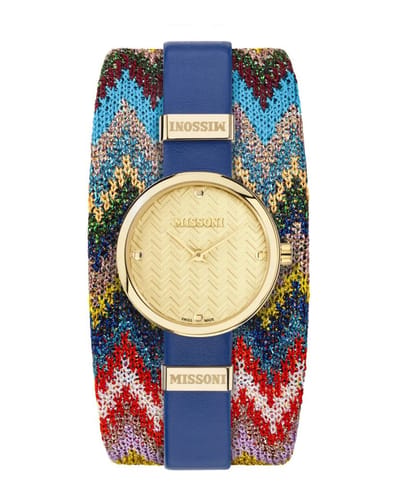 Missoni M1 MWY102022 Horloge - Leer - Blauw - Ø 29 mm
