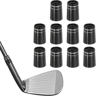 Golfhulzen - Golfclubhulzen Ferules - Club Reparatie - Dubbele Chromen Ring - 10 stuks - Zwart
