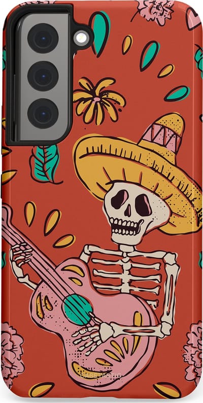 Casetastic hoesje geschikt voor Samsung Galaxy S22 - Dubbellaagse bescherming - Muziekbot - Fashion Case - Terracotta Taupe